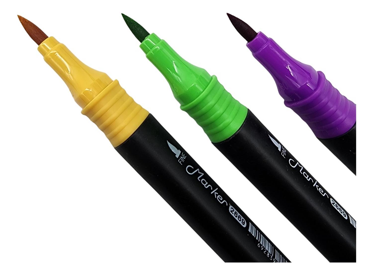 SET MARCADORES DOBLE PUNTA 36 LAPICES PLUMONES CON MALETIN - 4
