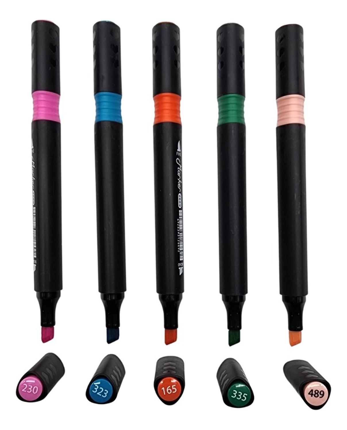 SET MARCADORES DOBLE PUNTA 36 LAPICES PLUMONES CON MALETIN - 6