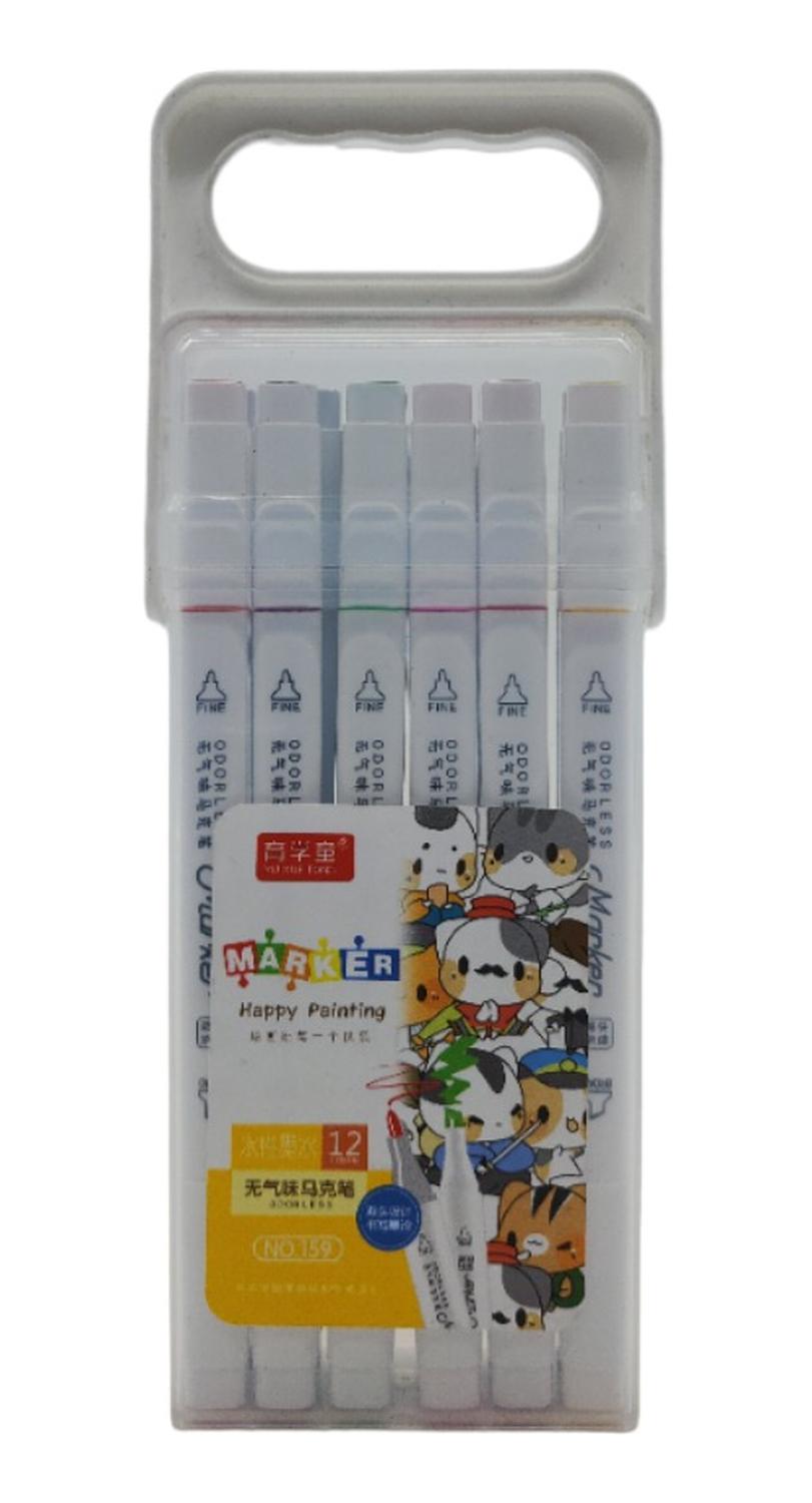 SET 12 MARCADORES HAPPY PAINTING DOBLE PUNTA A BASE DE AGUA - 3