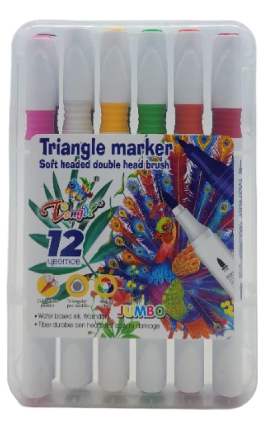 SET 12 MARCADORES TRIANGULARES DOBLE PUNTA EN BASE A AGUA - 4