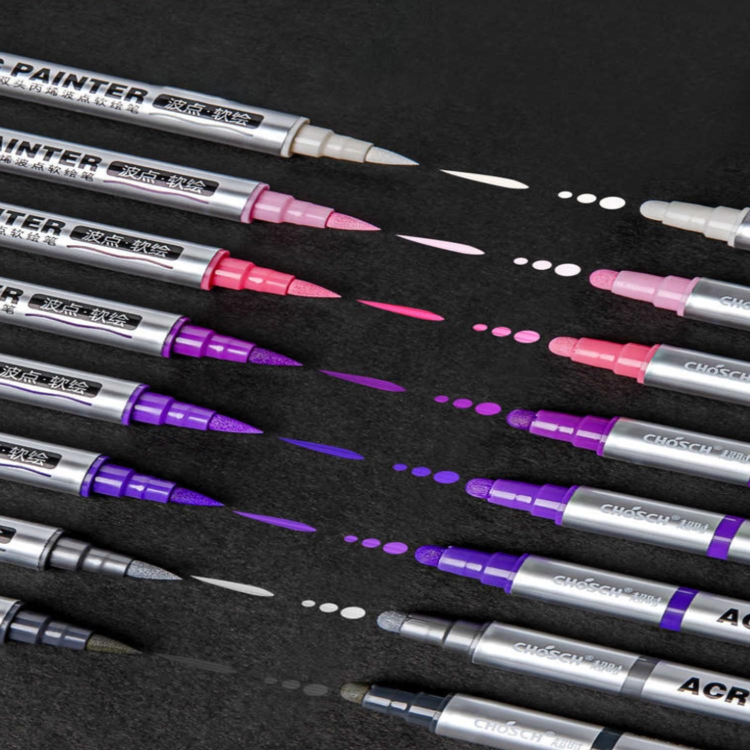 SET 8 LÁPICES ACRILICOS FLIPEREX MARCADORES DOBLE PUNTA PROFESIONALES - 6