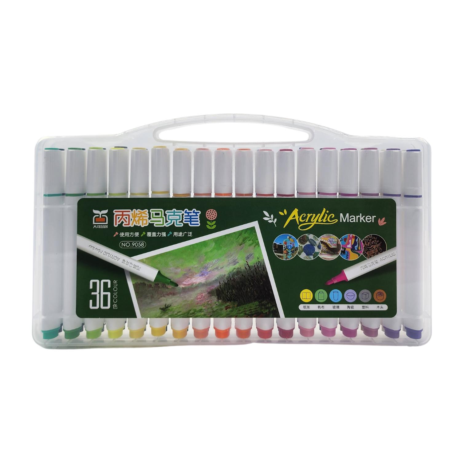 SET MARCADORES FLIP ACRILICOS 36 LAPICES CALIDAD ARTE DIBUJO - 1