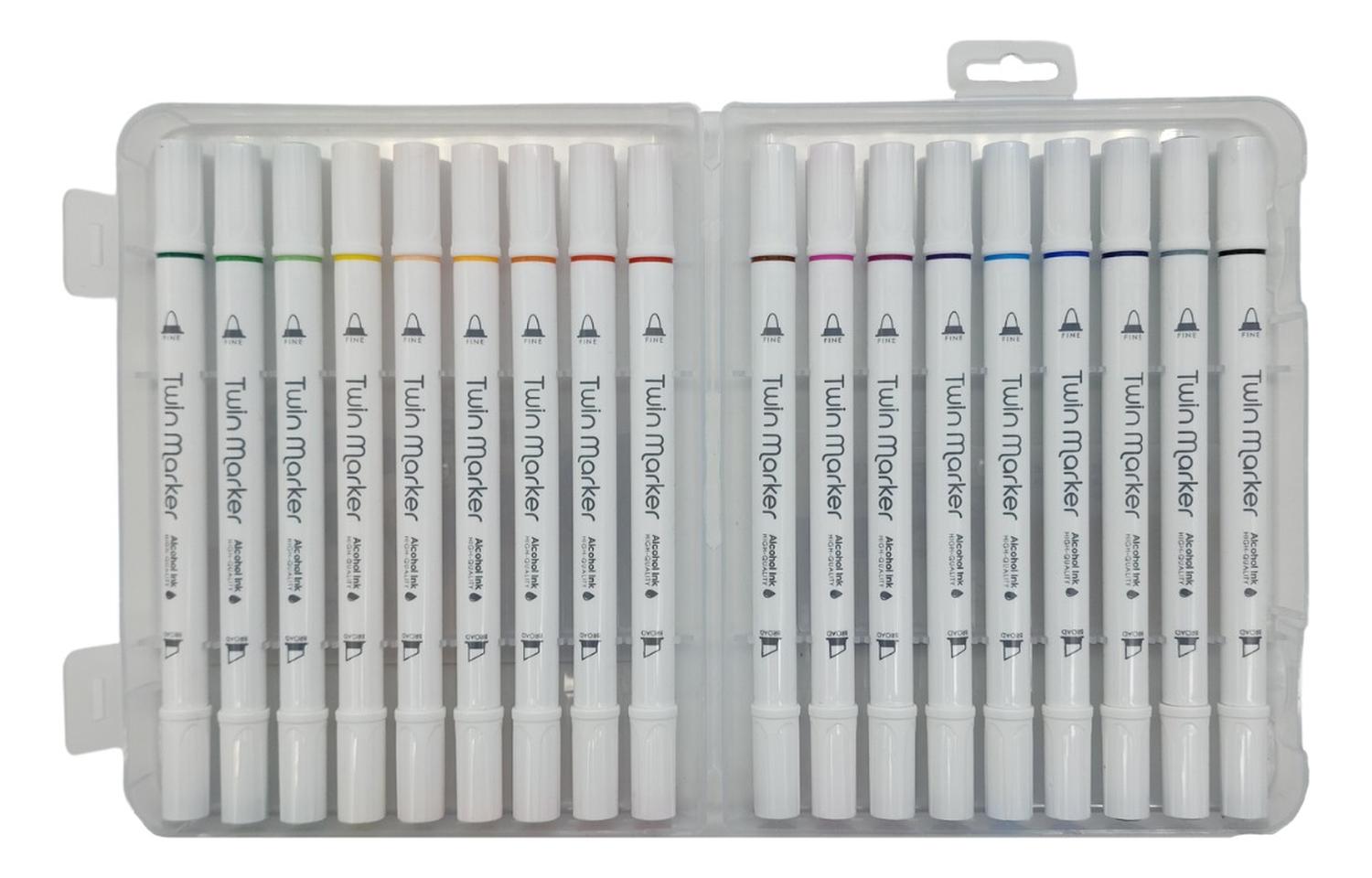 SET MARCADORES DOBLE PUNTA 18 LAPICES PLUMONES HIGH QUALITY - 2