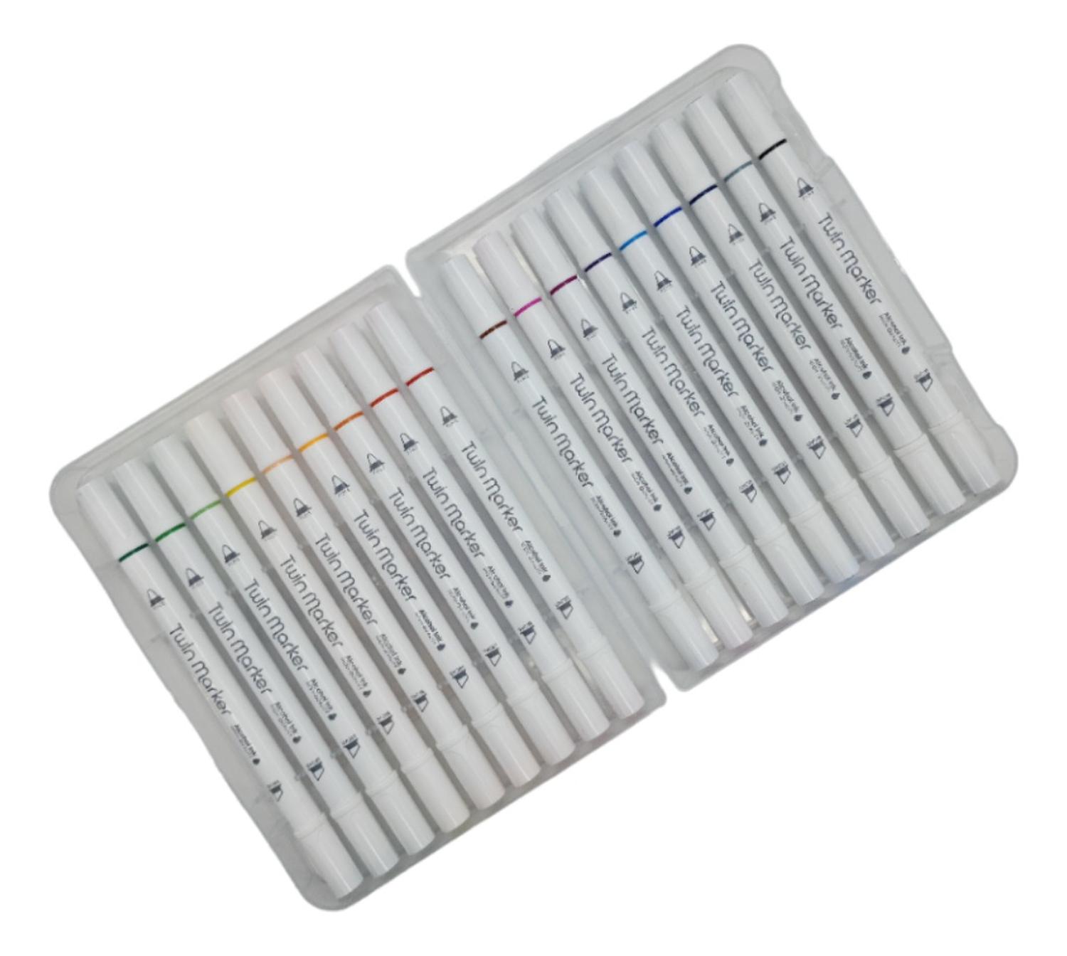 SET MARCADORES DOBLE PUNTA 18 LAPICES PLUMONES HIGH QUALITY - 3