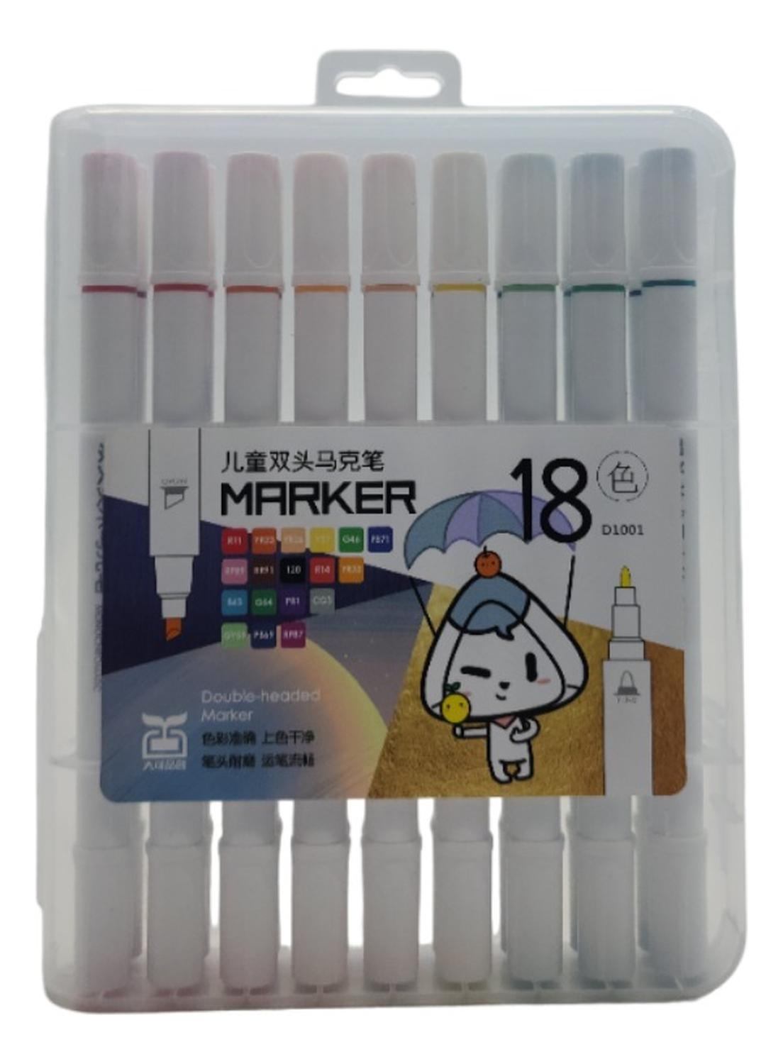 SET MARCADORES DOBLE PUNTA 18 LAPICES PLUMONES HIGH QUALITY - 6