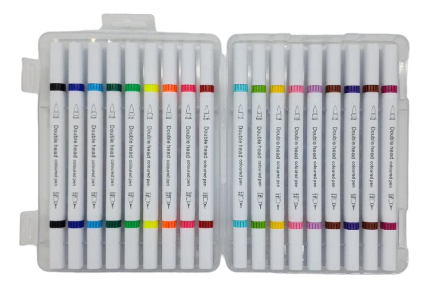 SET MARCADORES DOBLE PUNTA 18 LAPICES PLUMONES WATERCOLOR - 3