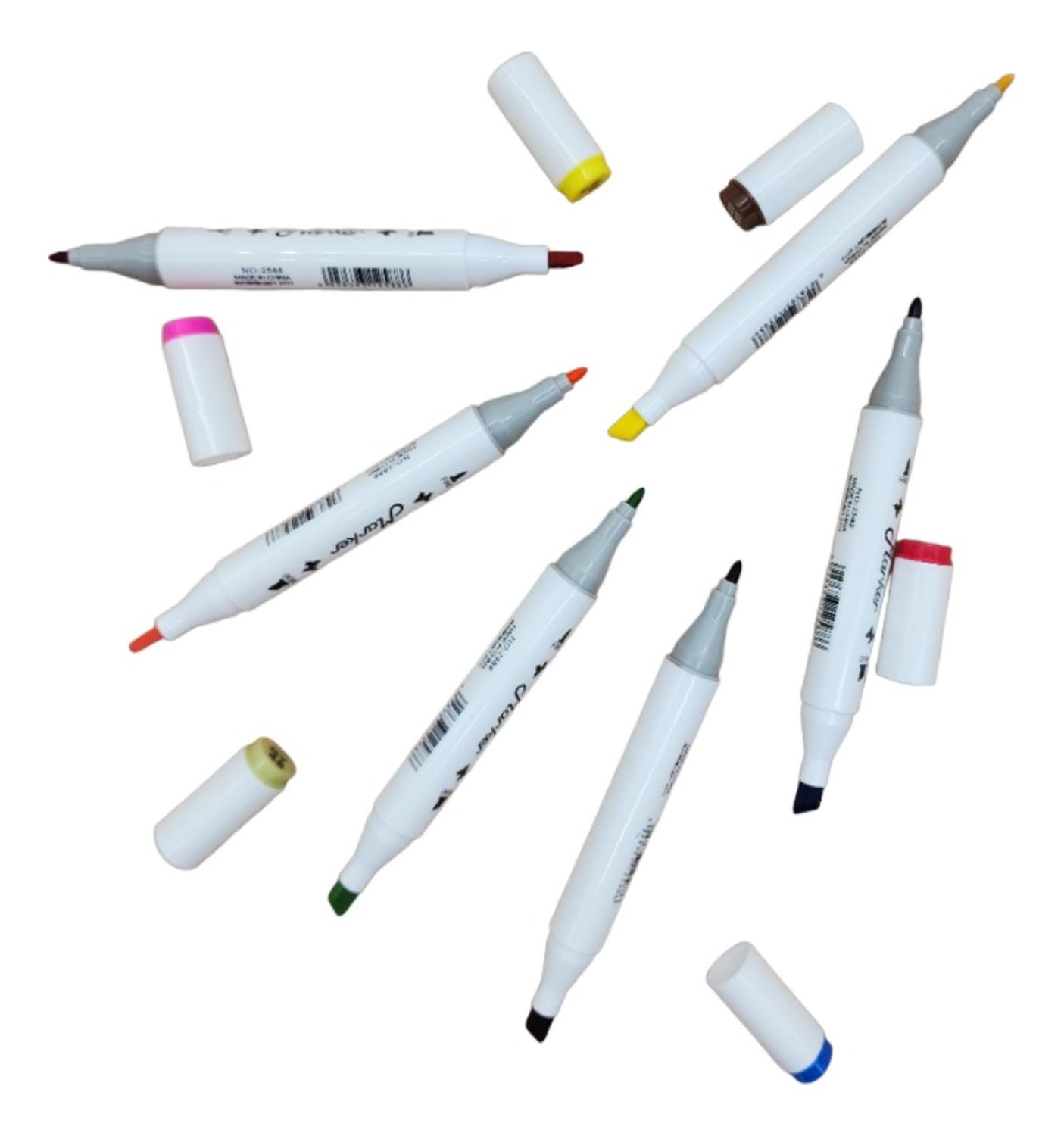 SET MARCADORES DOBLE PUNTA 24 LAPICES PLUMONES ARTE MARKER - 8