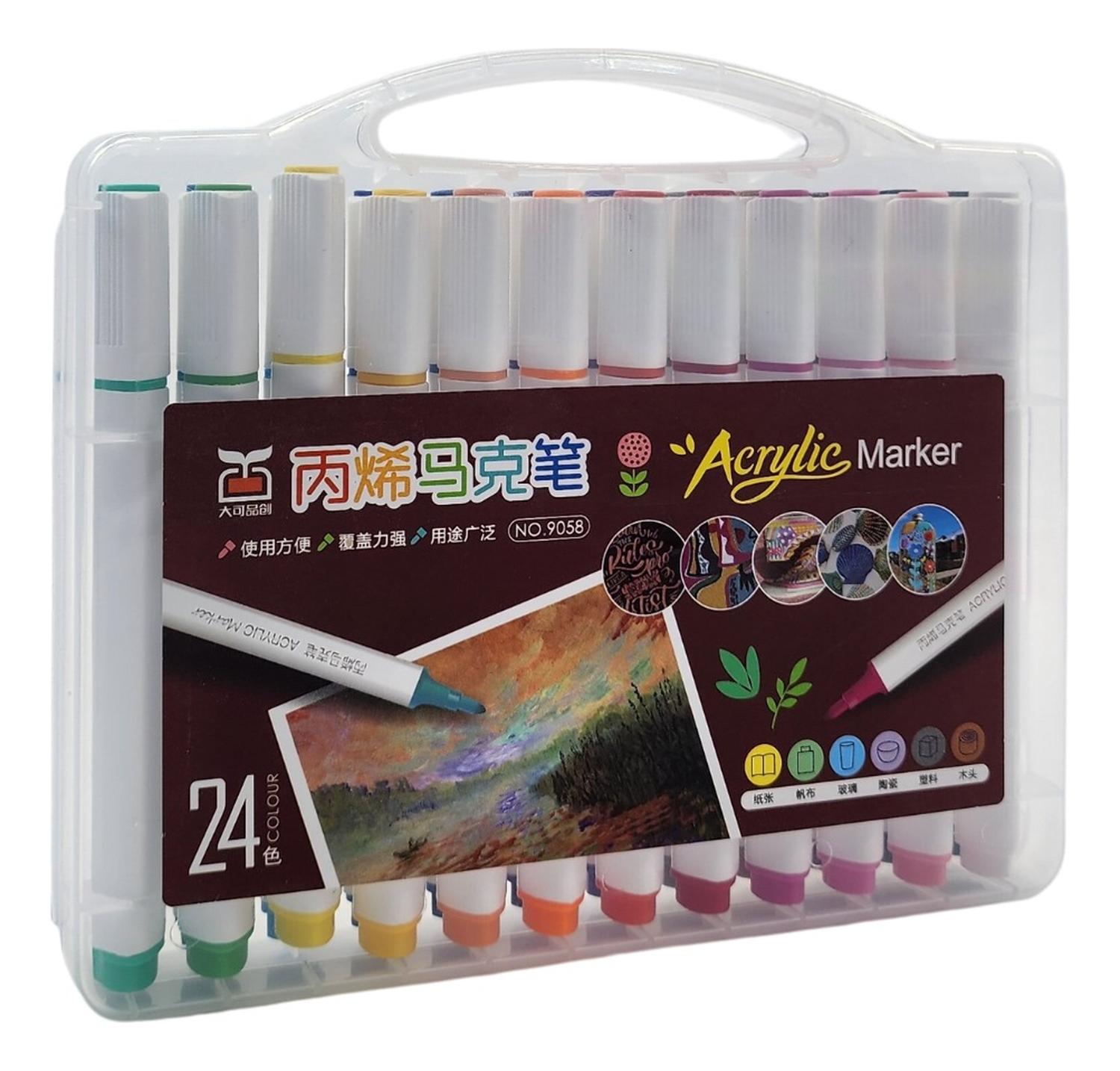 SET MARCADORES FLIP ACRILICOS 24 LAPICES CALIDAD ARTE DIBUJO - 1
