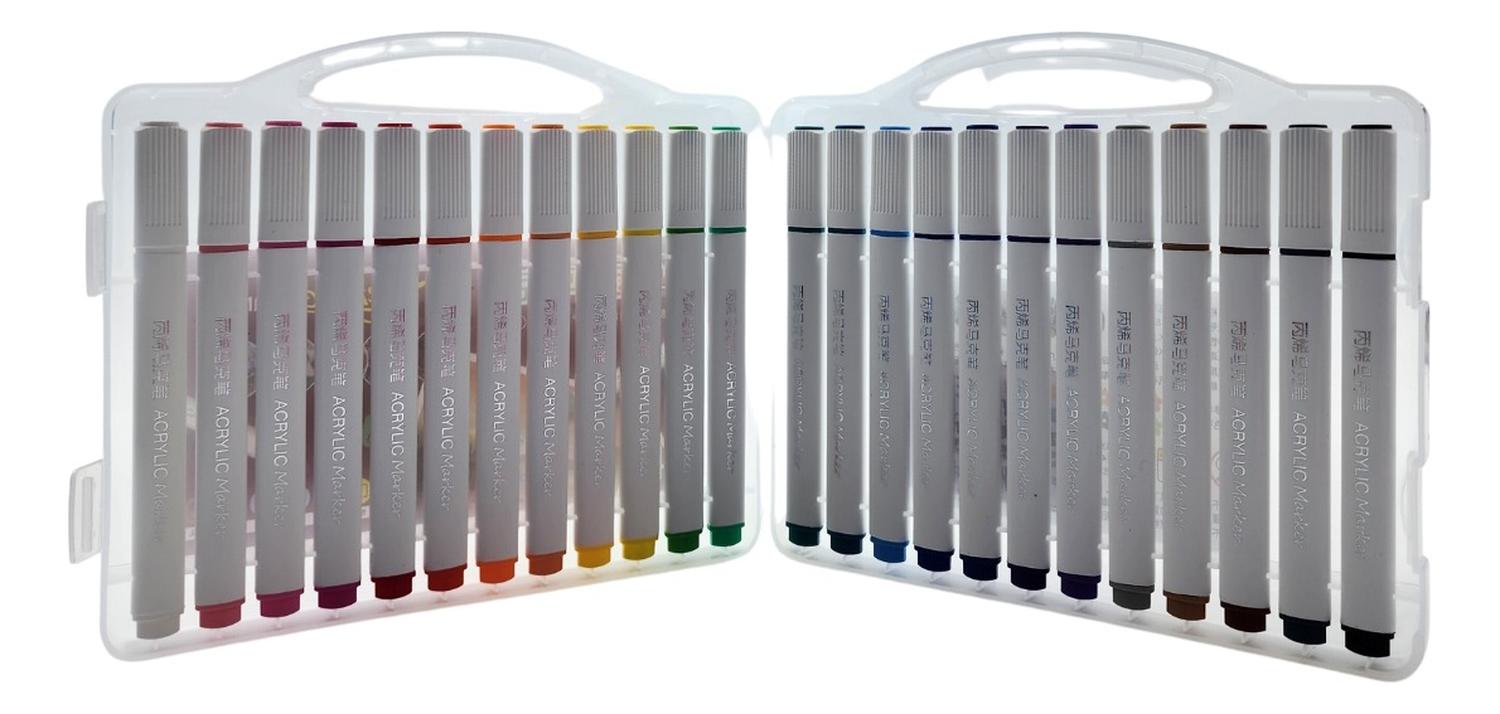 SET MARCADORES FLIP ACRILICOS 24 LAPICES CALIDAD ARTE DIBUJO - 2