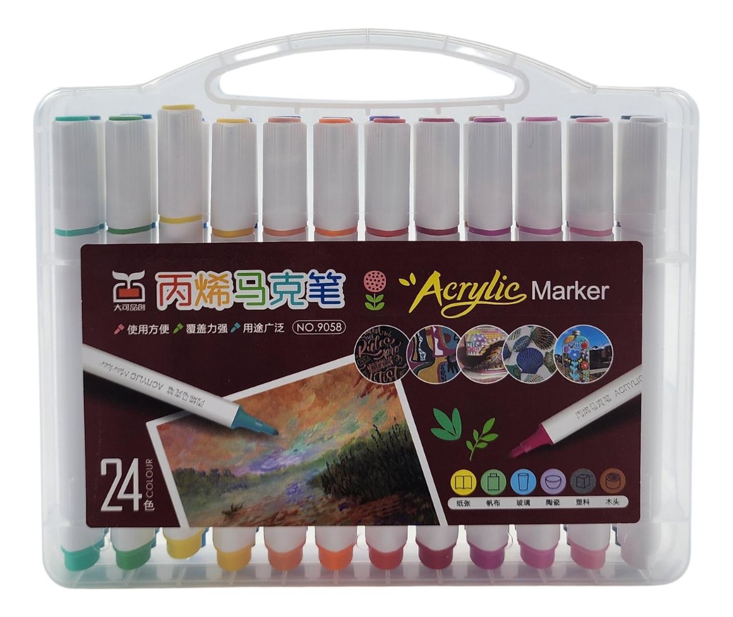 SET MARCADORES FLIP ACRILICOS 24 LAPICES CALIDAD ARTE DIBUJO - 3