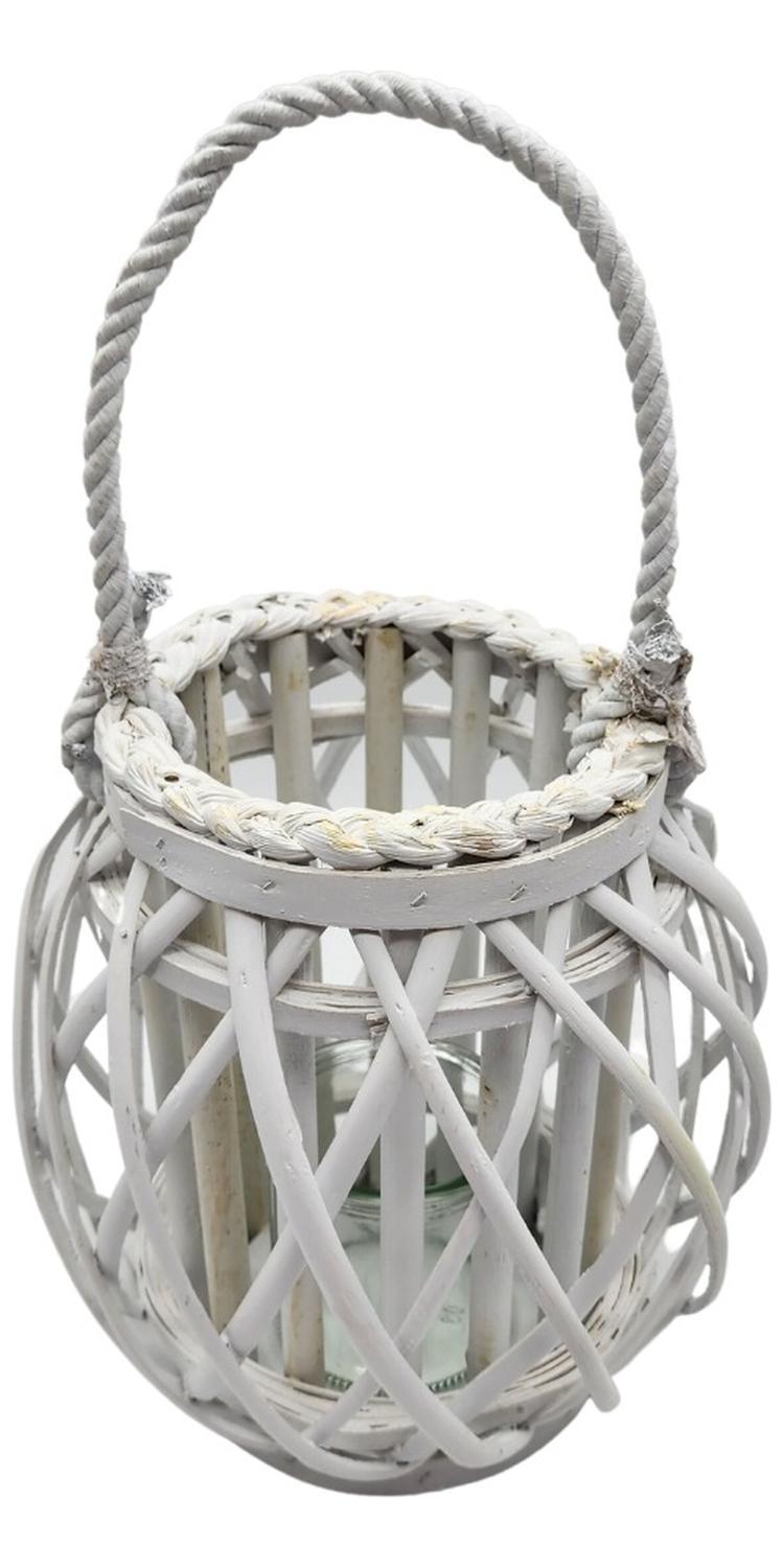 CANDELABRO PORTA VELA MIMBRE RUSTICO TERRAZA BLANCO DECORA - 2