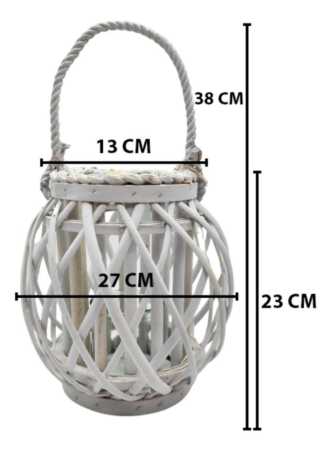 CANDELABRO PORTA VELA MIMBRE RUSTICO TERRAZA BLANCO DECORA - 3