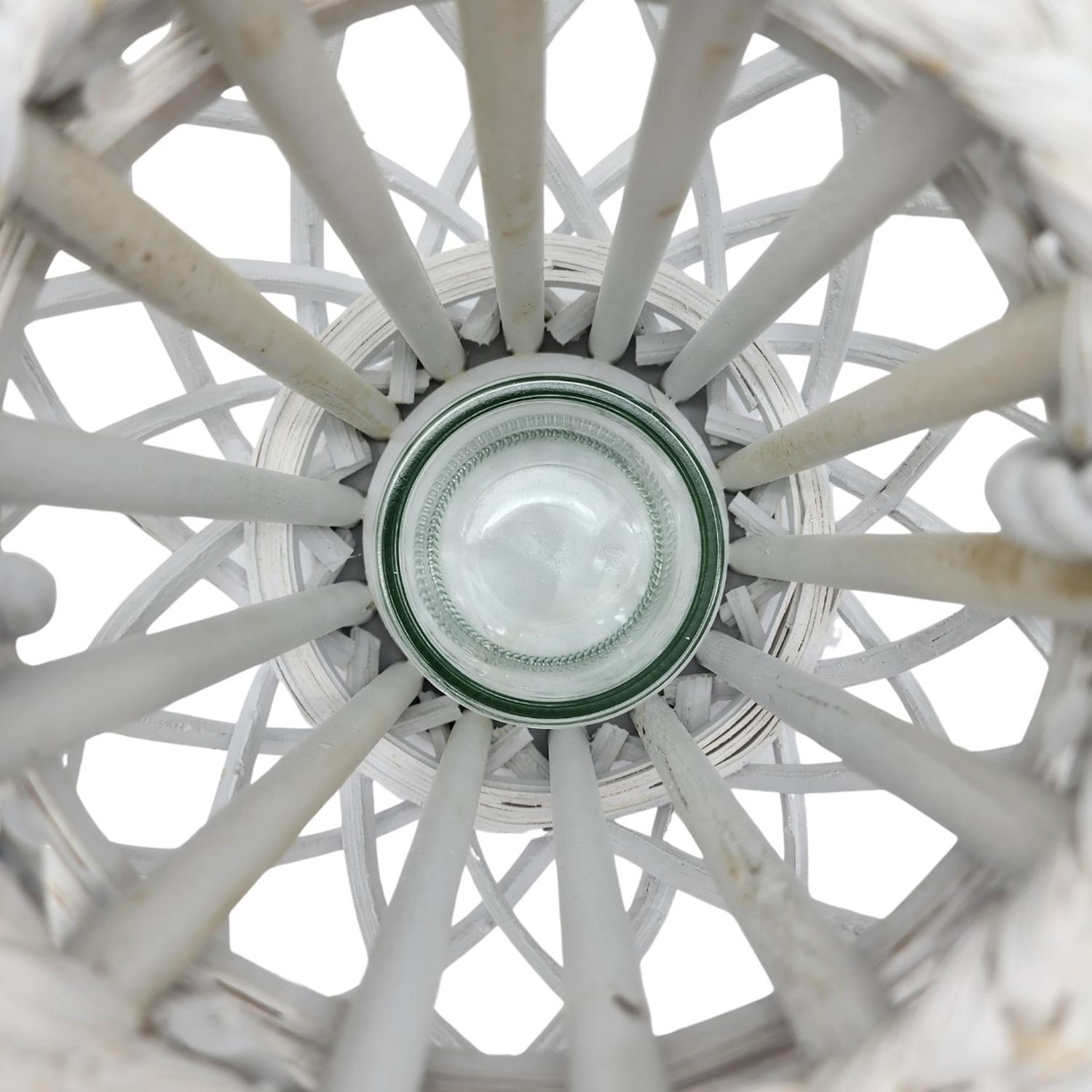 CANDELABRO PORTA VELA MIMBRE RUSTICO TERRAZA BLANCO DECORA - 7