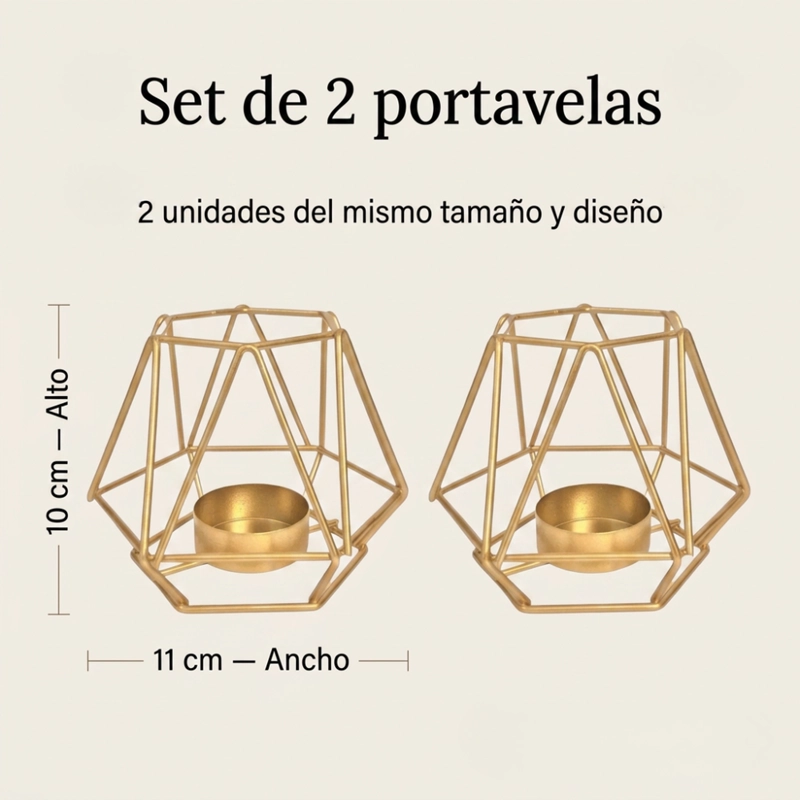 CANDELABRO PORTA VELA DORADO ESTILO GEOME TRICO DECORATIVO - 7