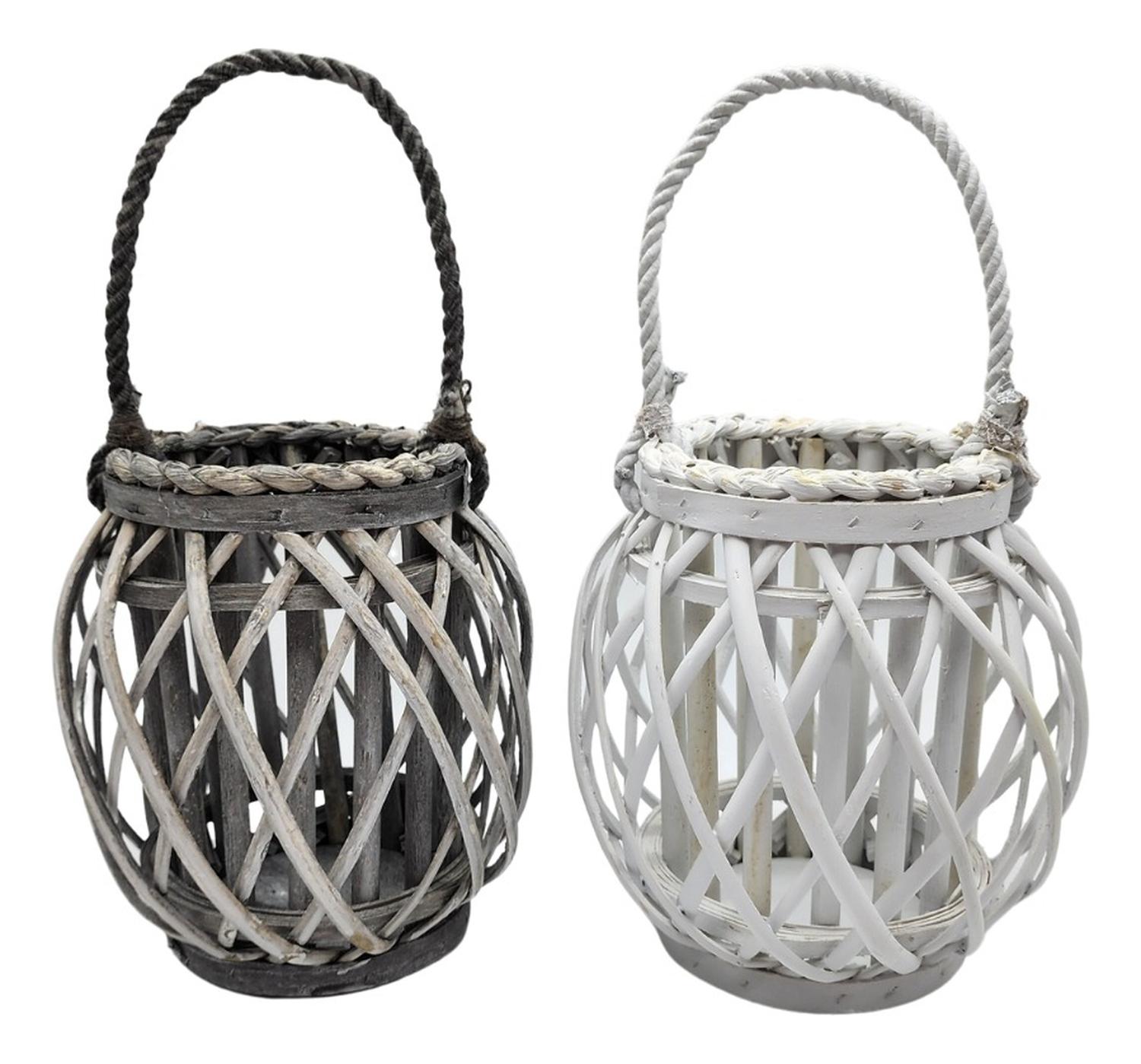 CANDELABRO PORTA VELA MIMBRE RUSTICO GRIS TERRAZA DECORACION - 6