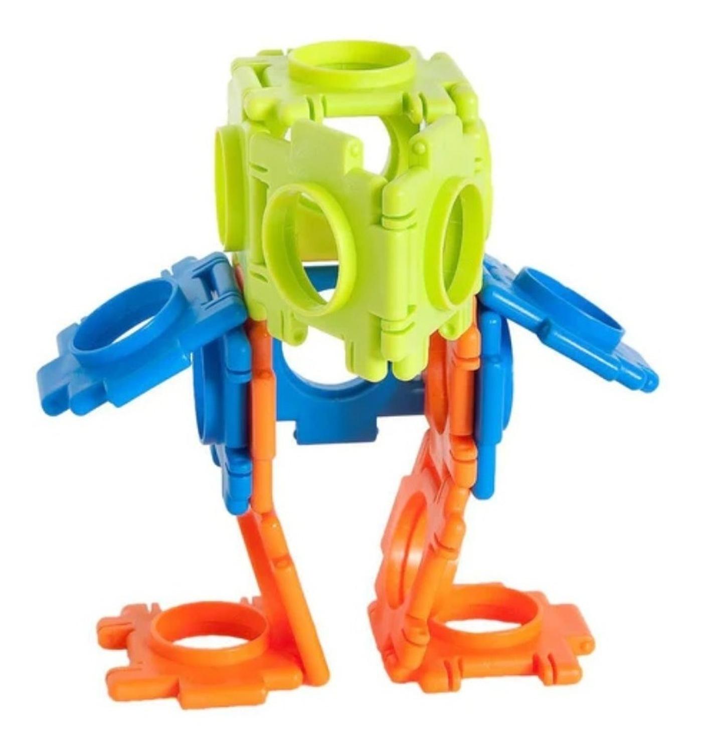 SET BLOQUES ARMABLES AZUL CUADRADOS MÚLTIPLES FIGURAS POSIBLES - 5