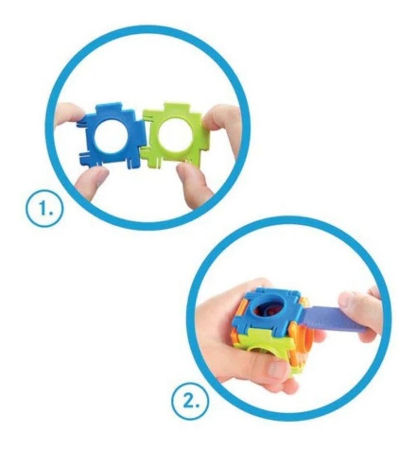 SET BLOQUES ARMABLES AZUL CUADRADOS MÚLTIPLES FIGURAS POSIBLES - 6
