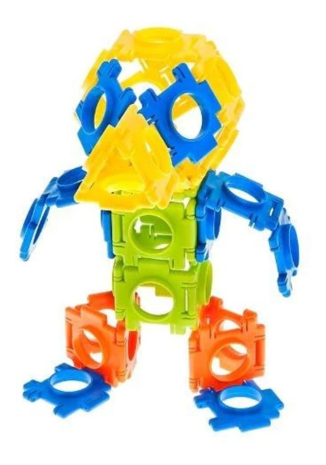 SET BLOQUES ARMABLES AZUL CUADRADOS MÚLTIPLES FIGURAS POSIBLES - 7