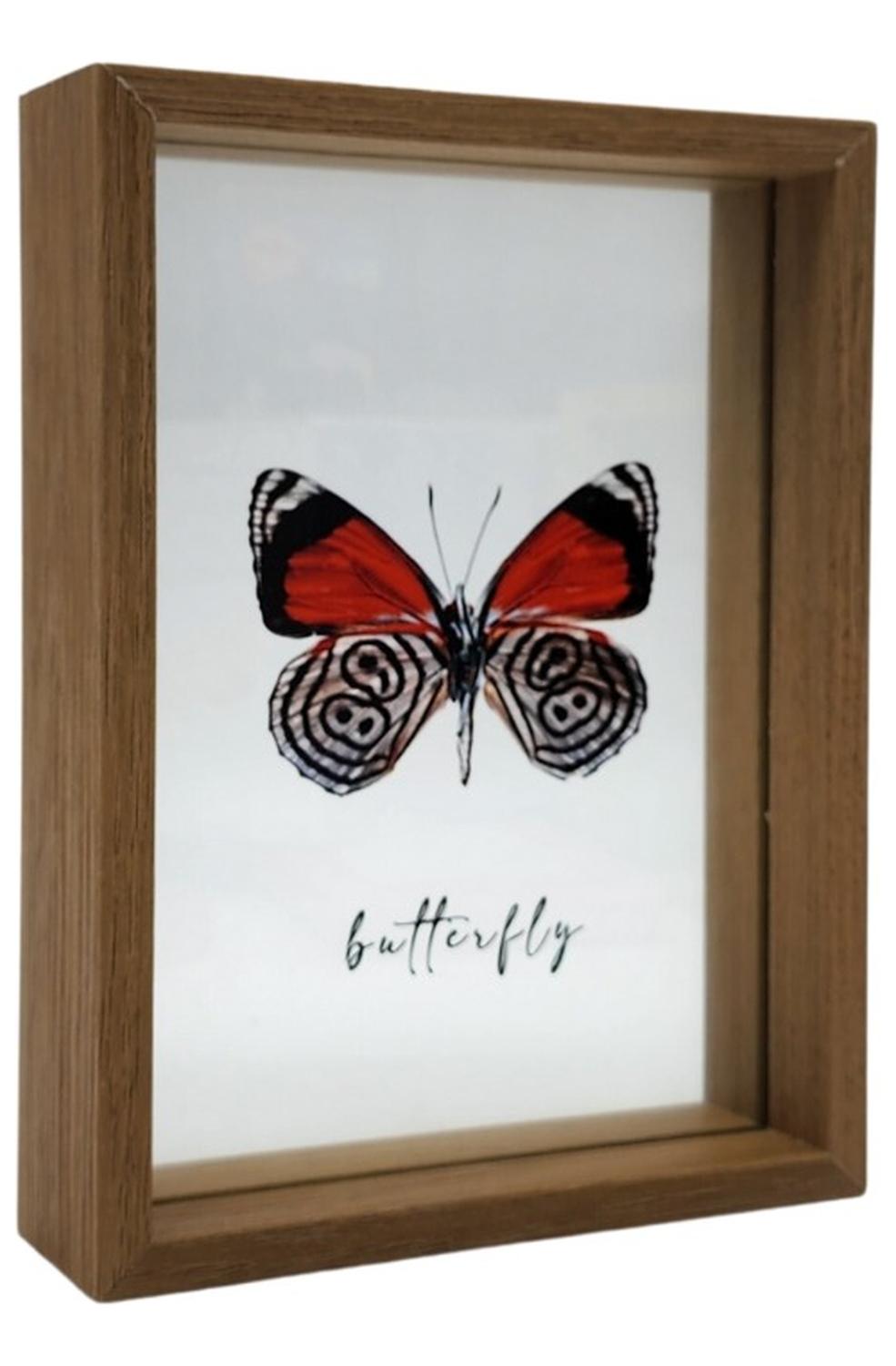 CUADRO VIDRIO MARCO MADERA DISEÑO MARIPOSA GRANDE - 2