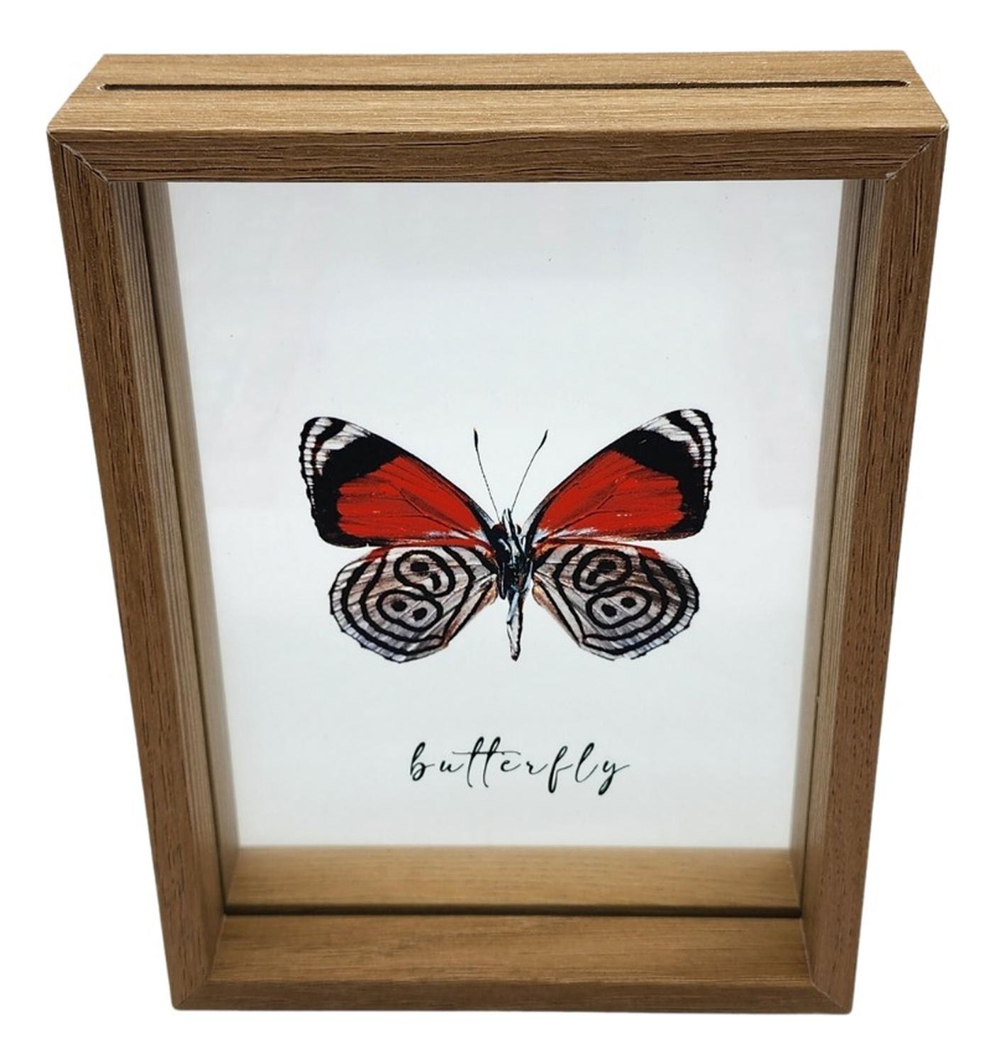 CUADRO VIDRIO MARCO MADERA DISEÑO MARIPOSA GRANDE - 3