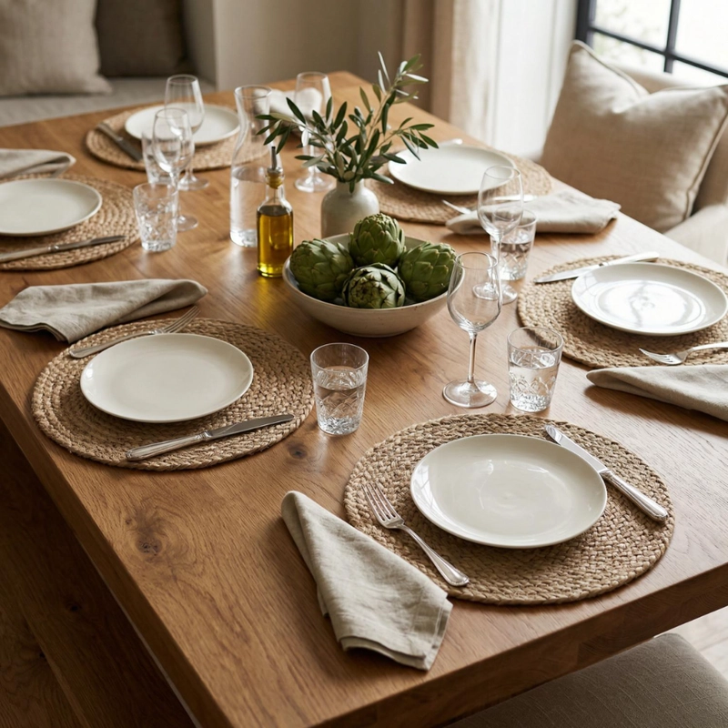 SET 6 INDIVIDUALES REDONDOS PARA COMEDOR TERRAZA MANTELES - 2