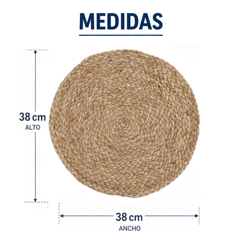 SET 6 INDIVIDUALES REDONDOS PARA COMEDOR TERRAZA MANTELES - 9