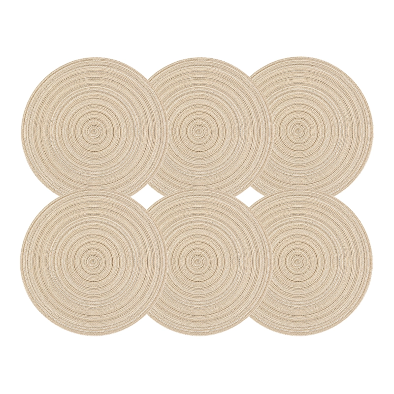 SET 6 INDIVIDUALES FLIP CIRCULARES ESTILO ZIGZAG DISEÑO BEIGE - 1