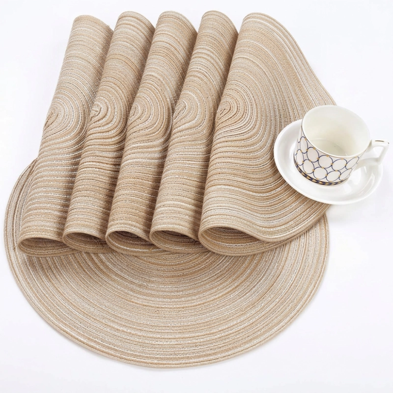 SET 6 INDIVIDUALES FLIP CIRCULARES ESTILO ZIGZAG DISEÑO BEIGE - 2