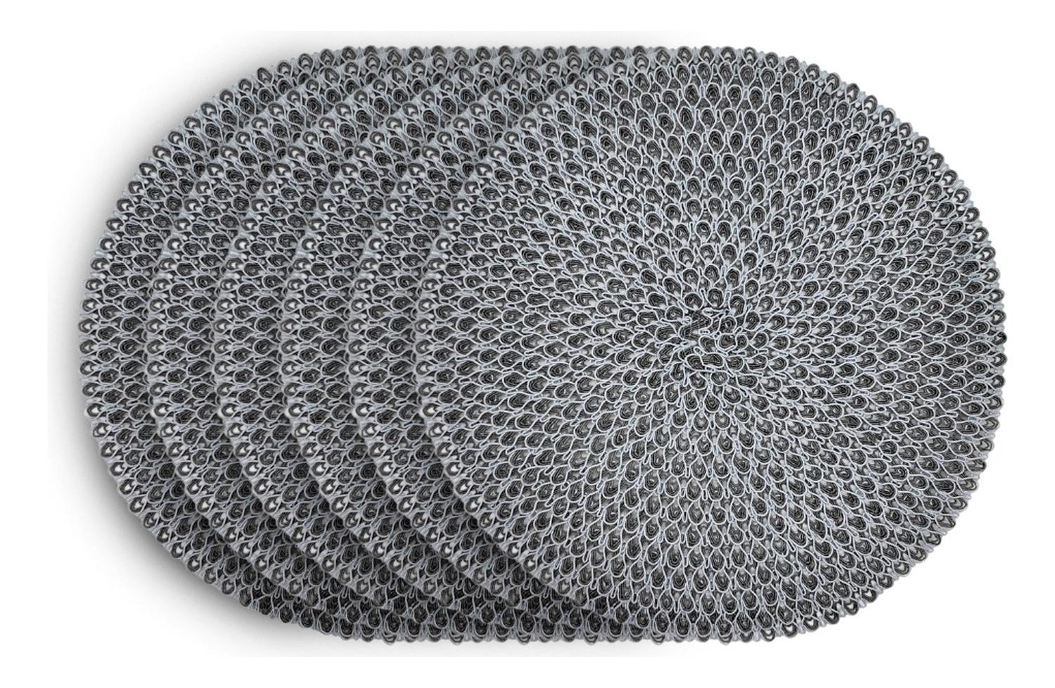 SET 6 INDIVIDUALES FLIP CIRCULARES ESTILO ZIGZAG DISEÑO GRIS - 2