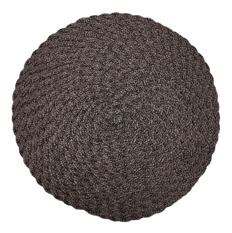 SET 6 INDIVIDUALES FLIP CIRCULARES TRENZADOS COMPLETO CAFE - 1
