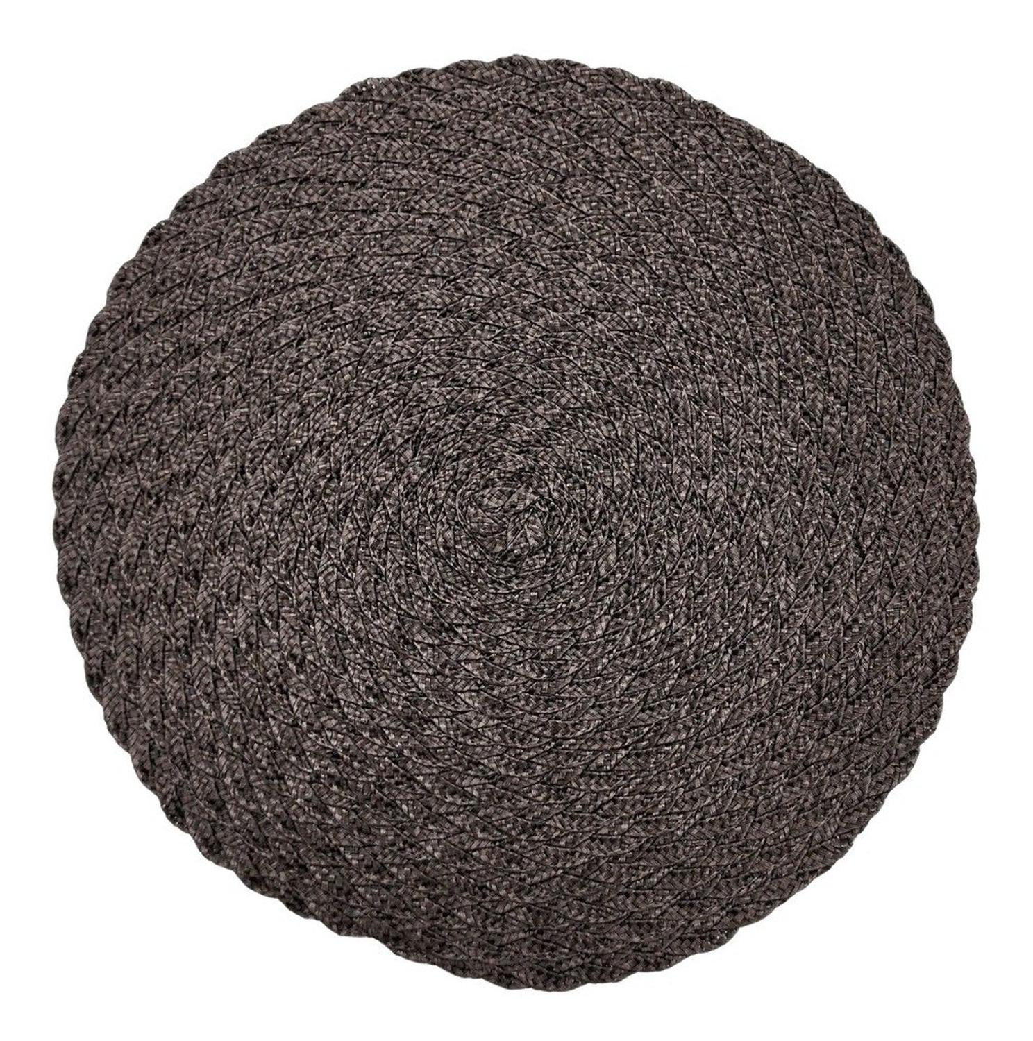 SET 6 INDIVIDUALES FLIP CIRCULARES TRENZADOS COMPLETO CAFE - 1