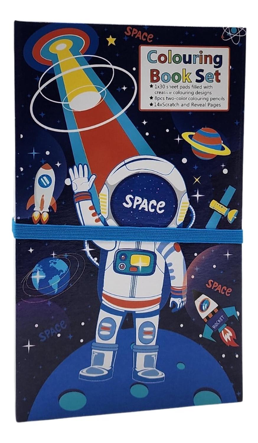 SET DE ARTE FLIP PARA NIÑOS LAPICES DIBUJOS Y PIZARRA COLOREAR ASTRONAUTA - 1
