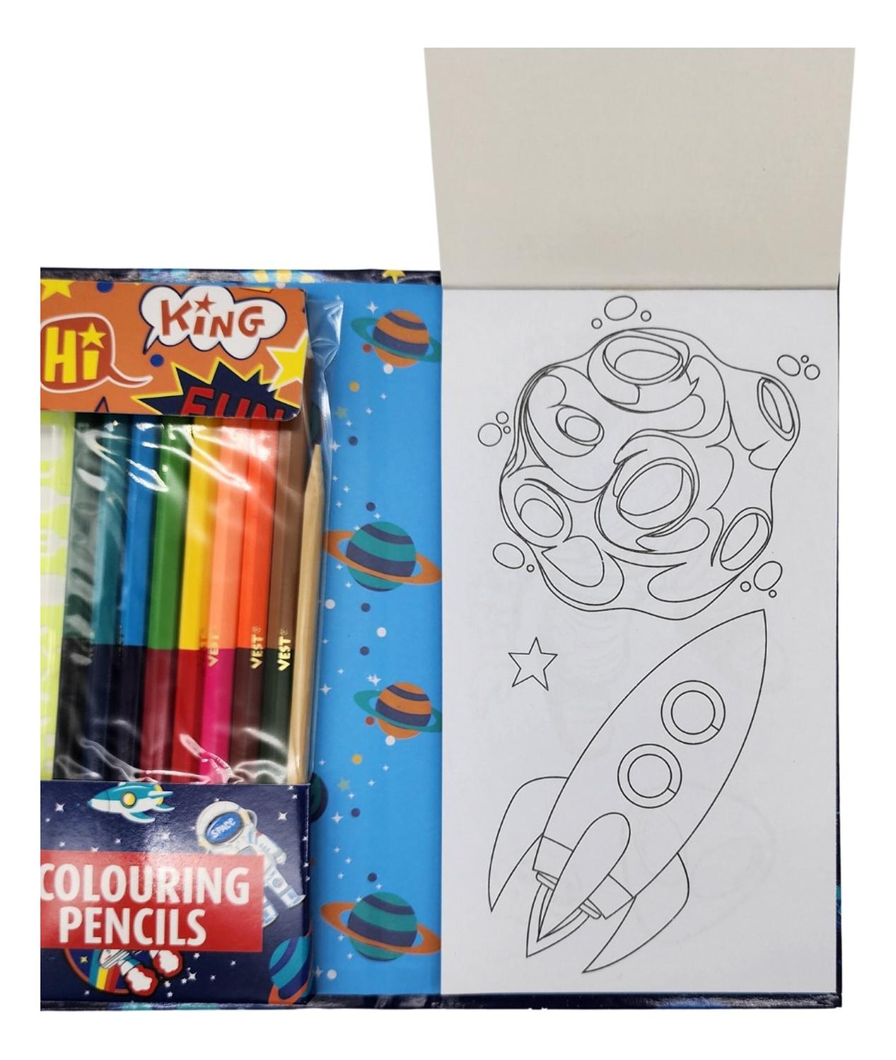 SET DE ARTE FLIP PARA NIÑOS LAPICES DIBUJOS Y PIZARRA COLOREAR ASTRONAUTA - 5