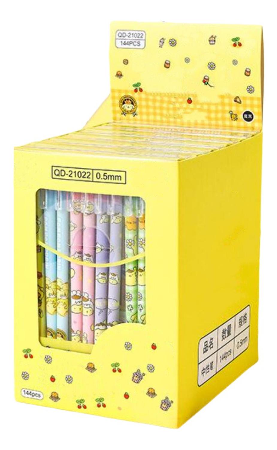 SET 12 LÁPICES BOLÍGRAFOS FLIPEREX TINTA GEL NEGRO DISEÑOS KAWAII NEGRO AMARILLO MULTICOLOR - 1