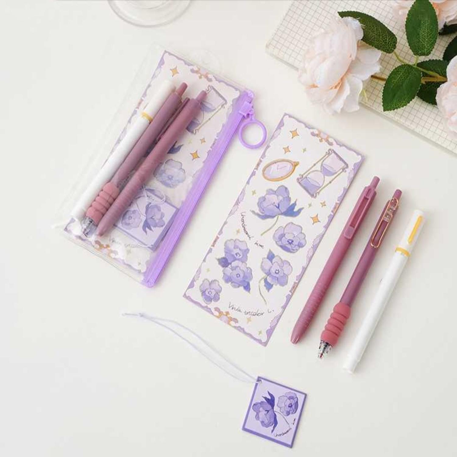 SET 3 LAPICES CON ESTUCHE MORADO MAS ACCESORIO REGALO - 4