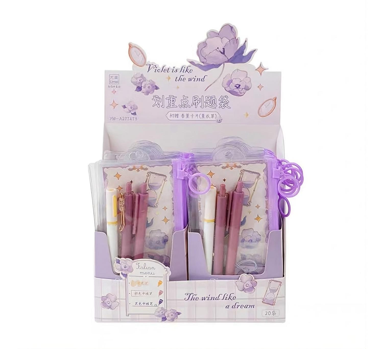 SET 3 LAPICES CON ESTUCHE MORADO MAS ACCESORIO REGALO - 6