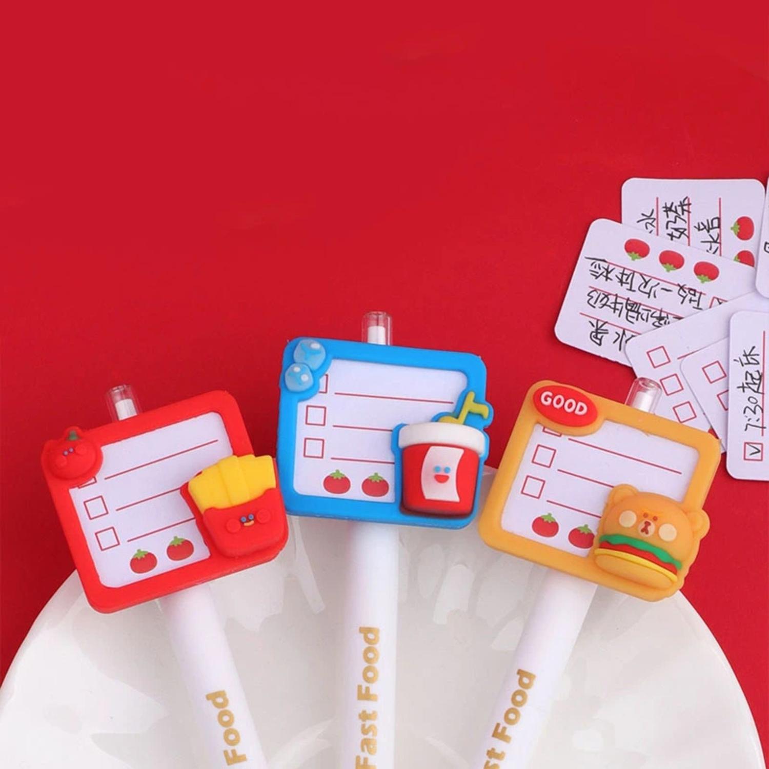 SET 4 LÁPICES FLIP CON CARTELITO COMIDA DE ADORNOS KAWAII - 3