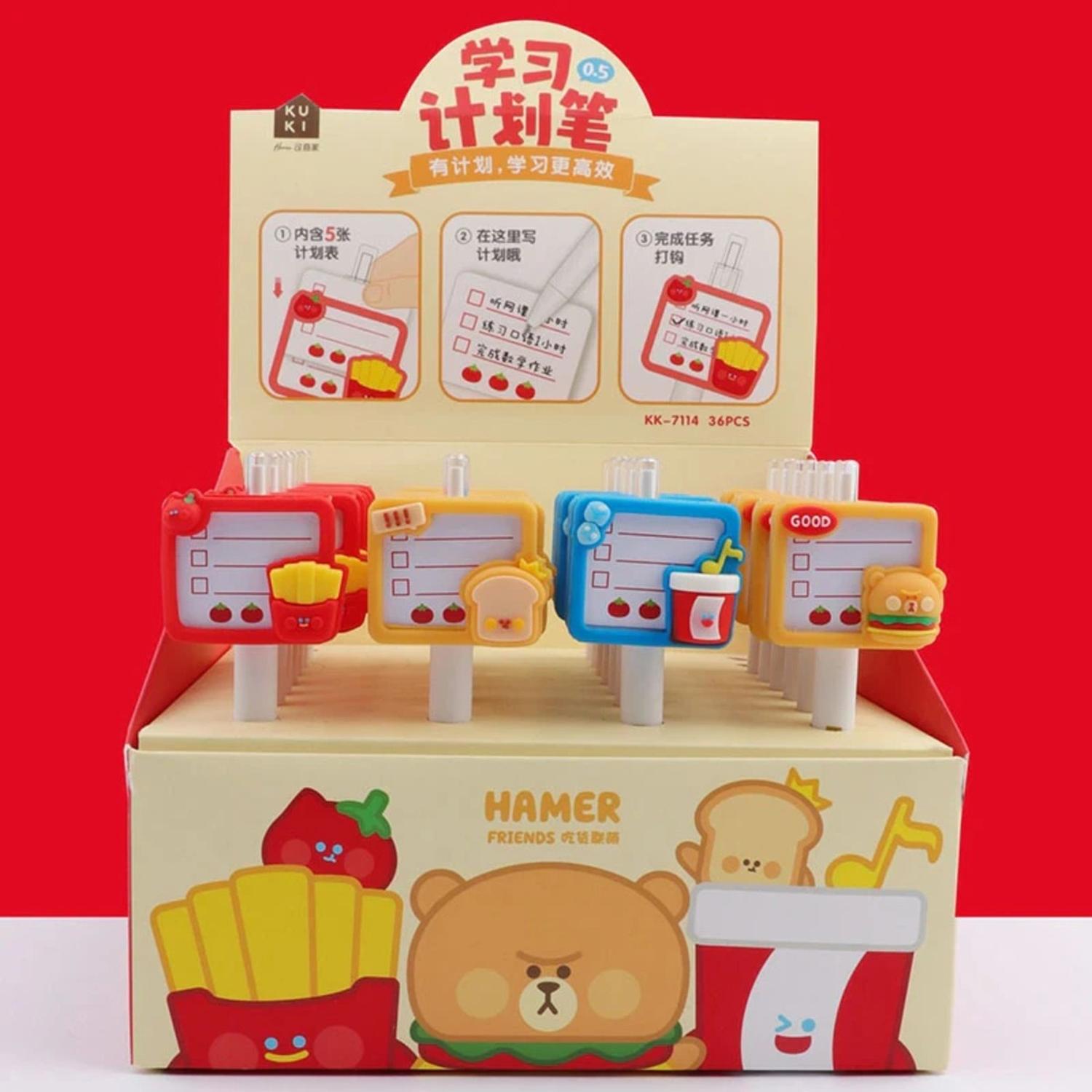 SET 4 LÁPICES FLIP CON CARTELITO COMIDA DE ADORNOS KAWAII - 6