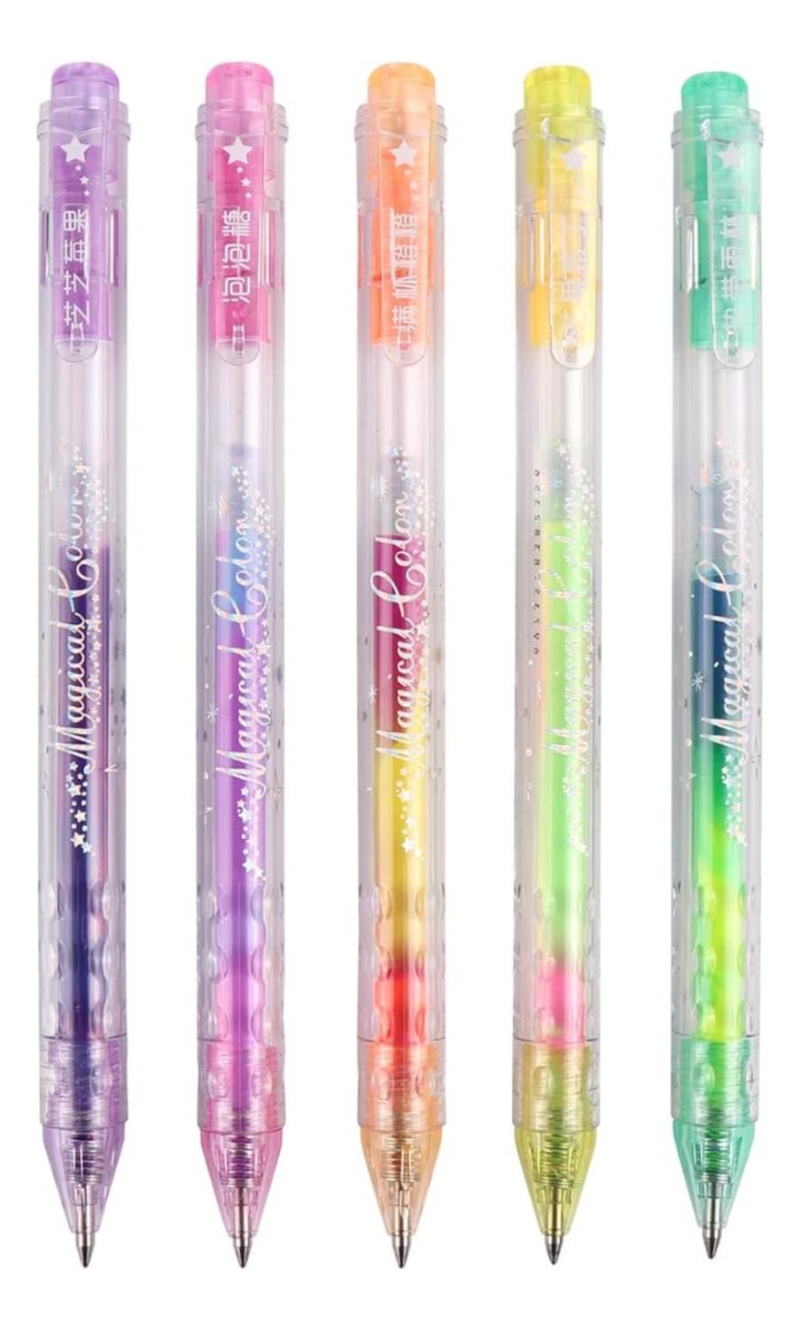 SET 5 LÁPICES FLIPEREX GEL CON BRILLO MULTICOLOR MAGICAL BOLIGRAFO - 1