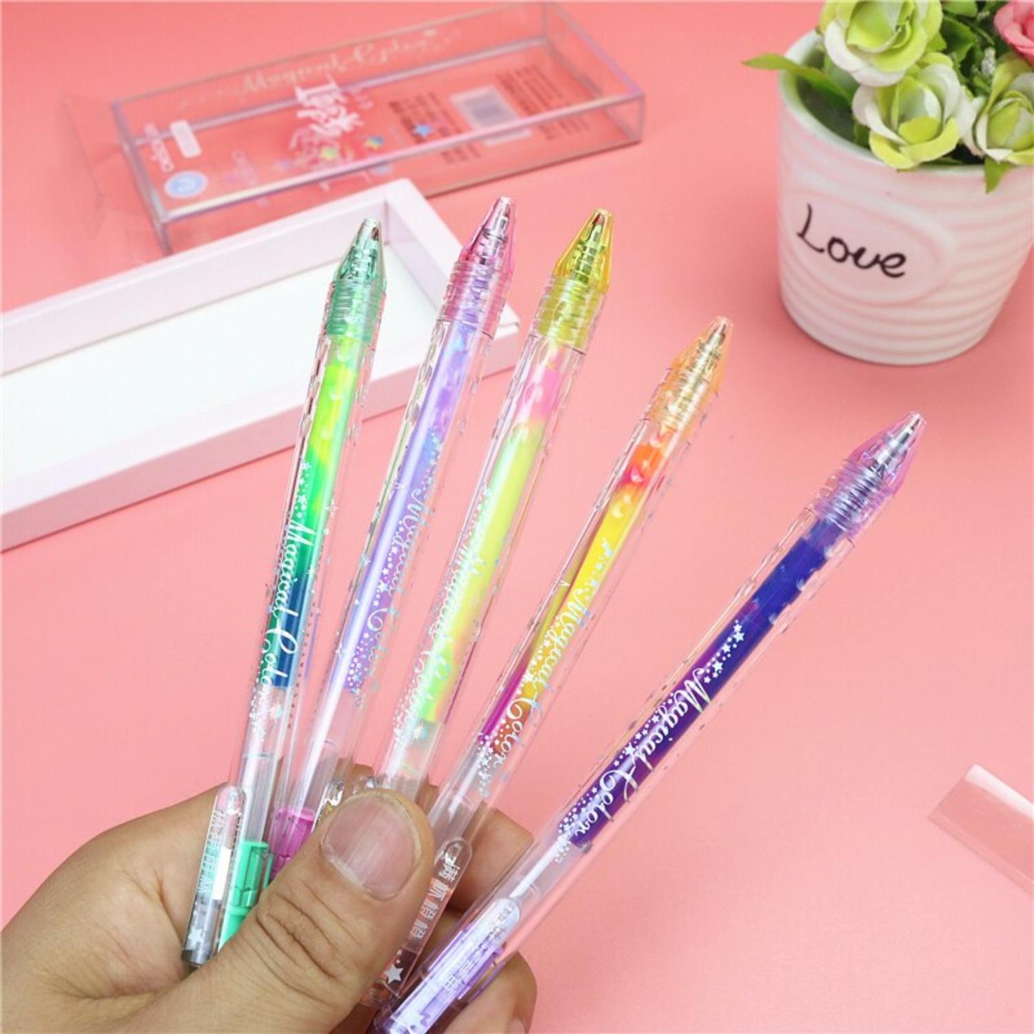 SET 5 LÁPICES FLIPEREX GEL CON BRILLO MULTICOLOR MAGICAL BOLIGRAFO - 4