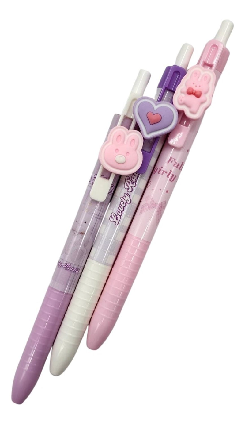 SET 3 LAPICES KAWAII CUTE DISEÑO LOVELY RABBIT + COLGANTE - 5