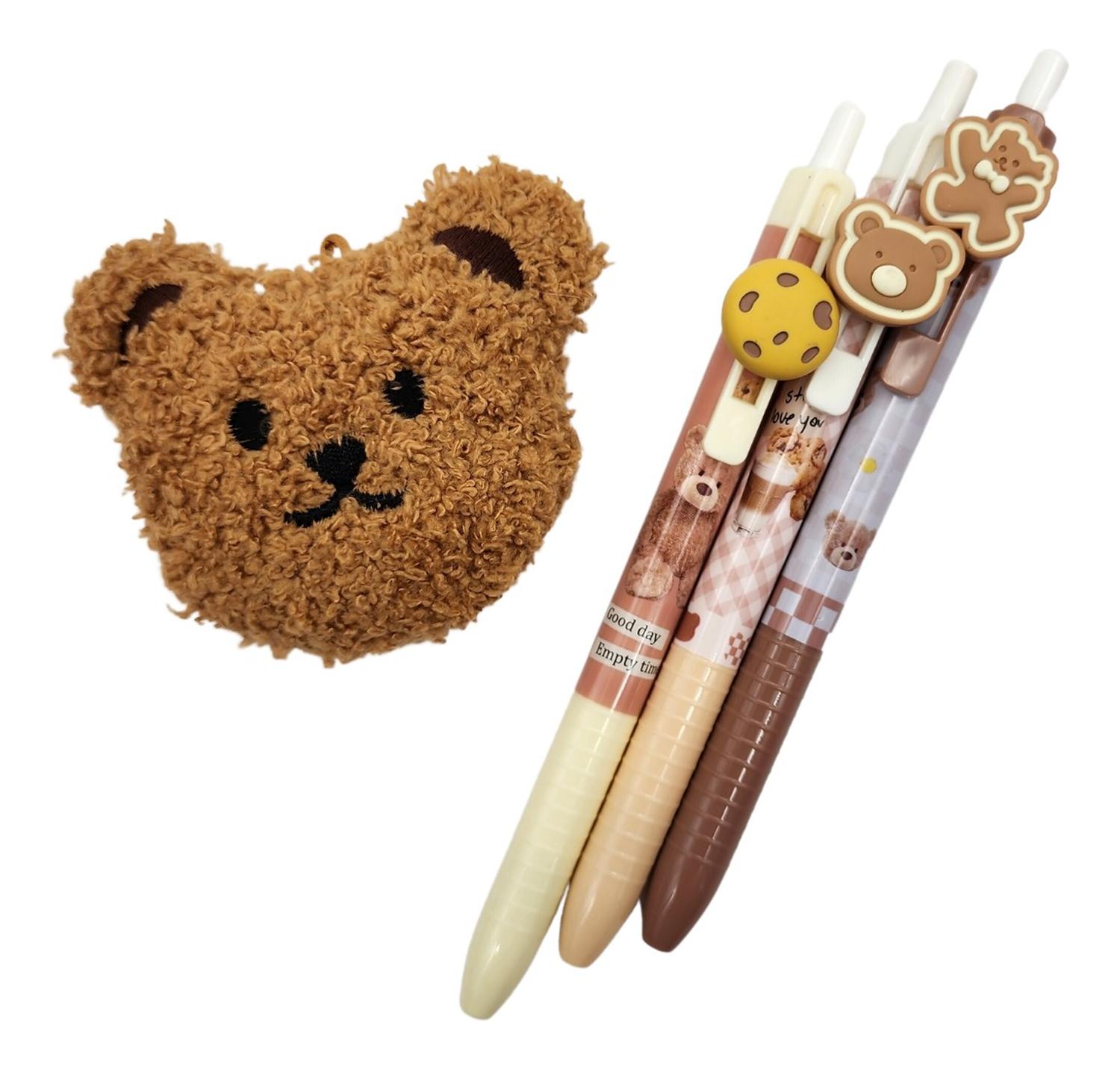 SET 3 LAPICES KAWAII CUTE DISEÑO OSITO TIERNO + COLGANTE - 1