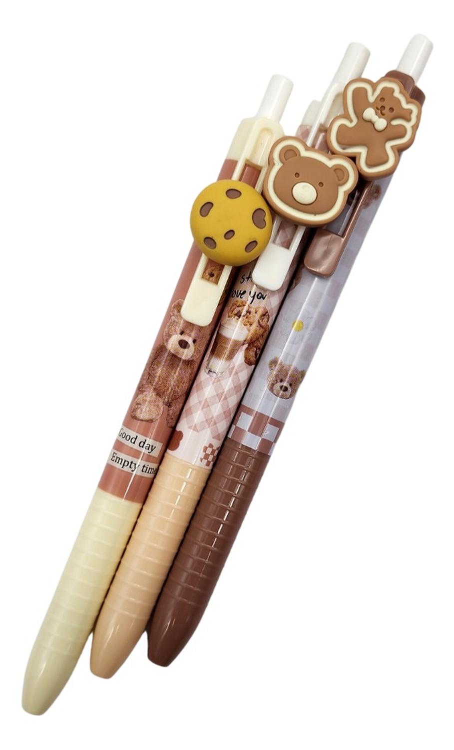 SET 3 LAPICES KAWAII CUTE DISEÑO OSITO TIERNO + COLGANTE - 2
