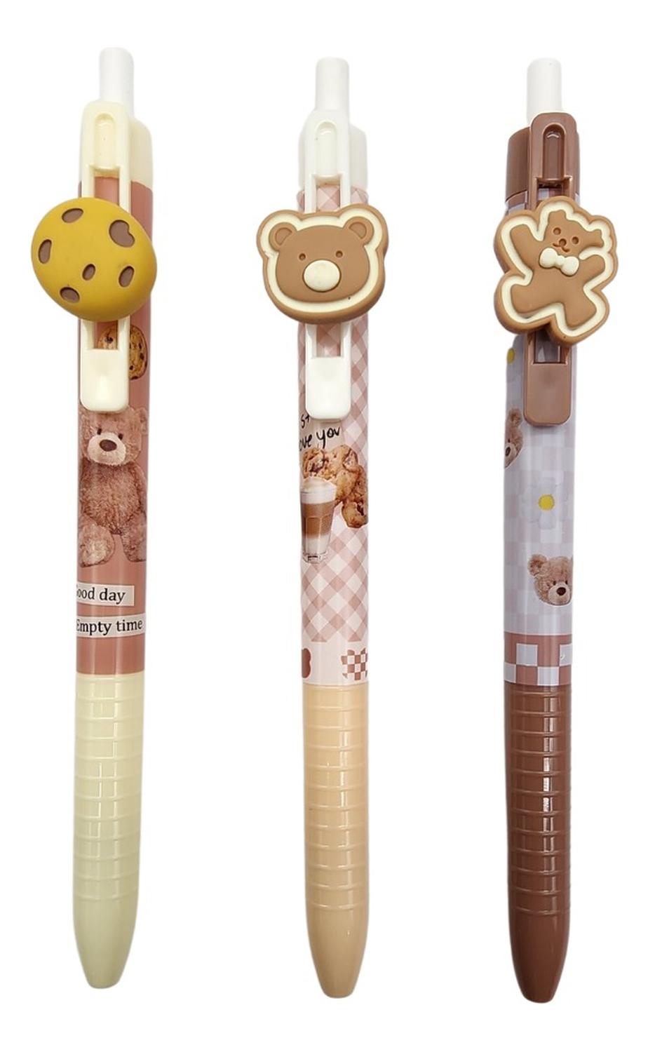 SET 3 LAPICES KAWAII CUTE DISEÑO OSITO TIERNO + COLGANTE - 4