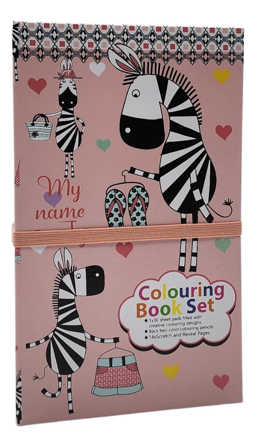 SET DE ARTE FLIP PARA NIÑOS LAPICES DIBUJOS Y PIZARRA COLOREAR CEBRITA - 1