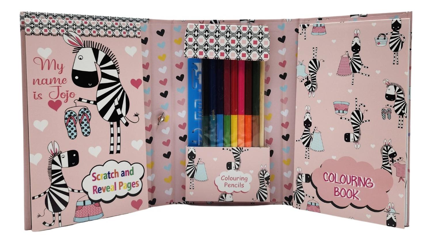 SET DE ARTE FLIP PARA NIÑOS LAPICES DIBUJOS Y PIZARRA COLOREAR CEBRITA - 2