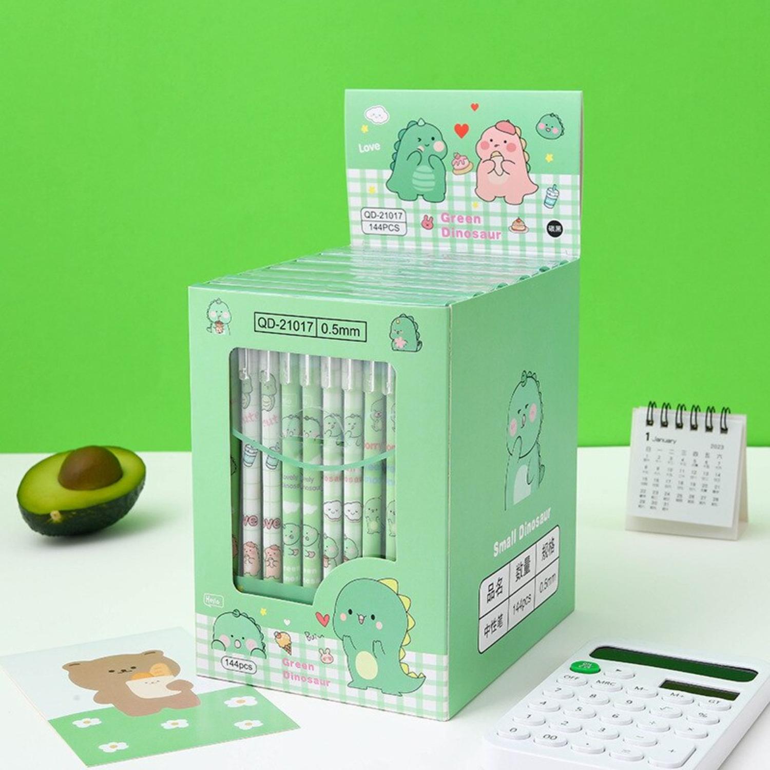 SET 12 LÁPICES BOLÍGRAFOS FLIPEREX TINTA GEL NEGRO DISEÑOS KAWAII NEGRO VERDE - 2