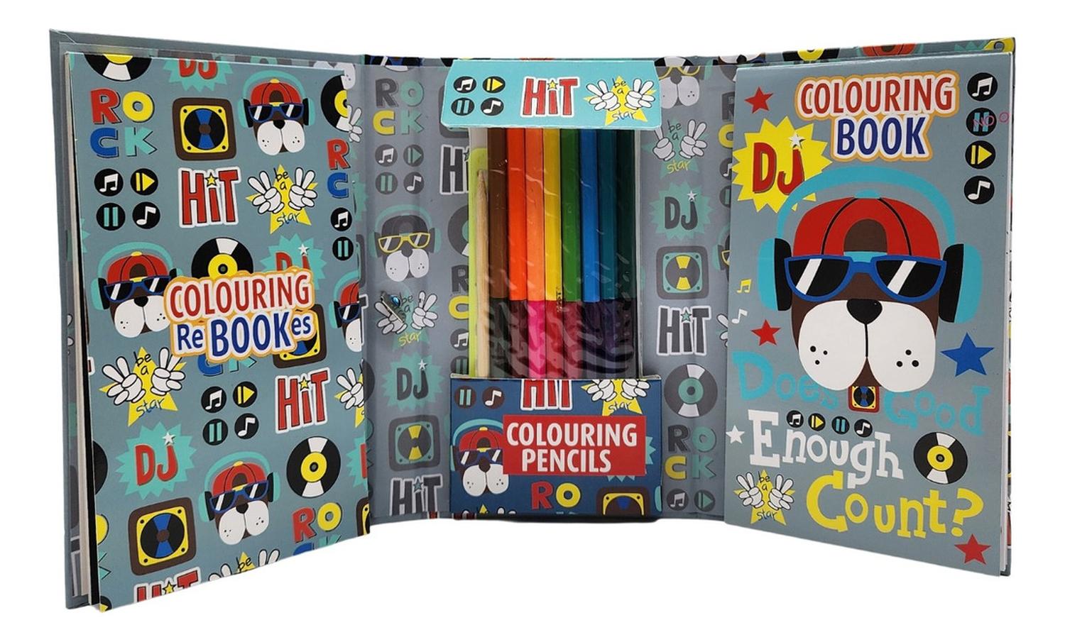 SET DE ARTE FLIP PARA NIÑOS LAPICES DIBUJOS Y PIZARRA COLOREAR PERRITO - 2