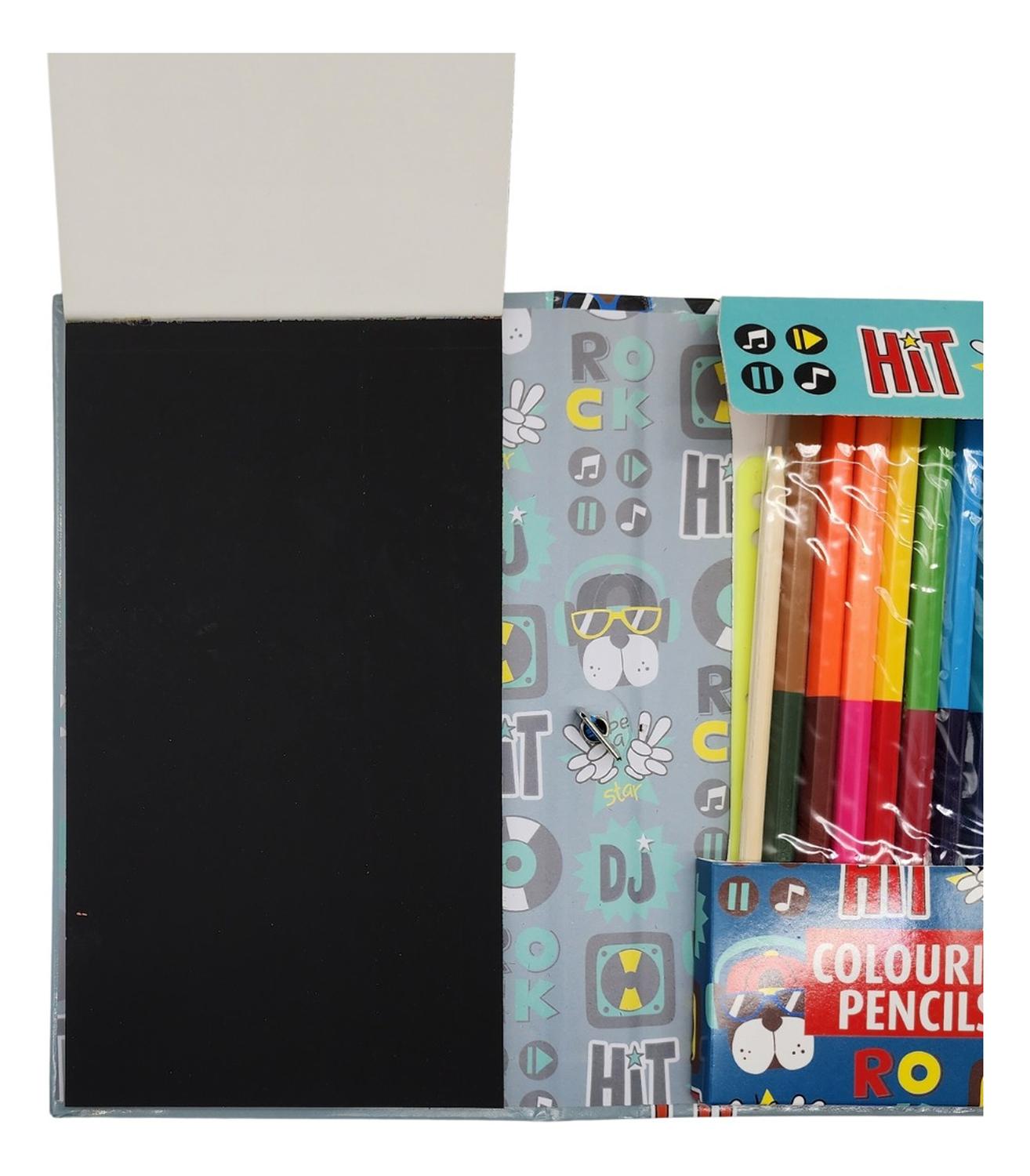 SET DE ARTE FLIP PARA NIÑOS LAPICES DIBUJOS Y PIZARRA COLOREAR PERRITO - 3