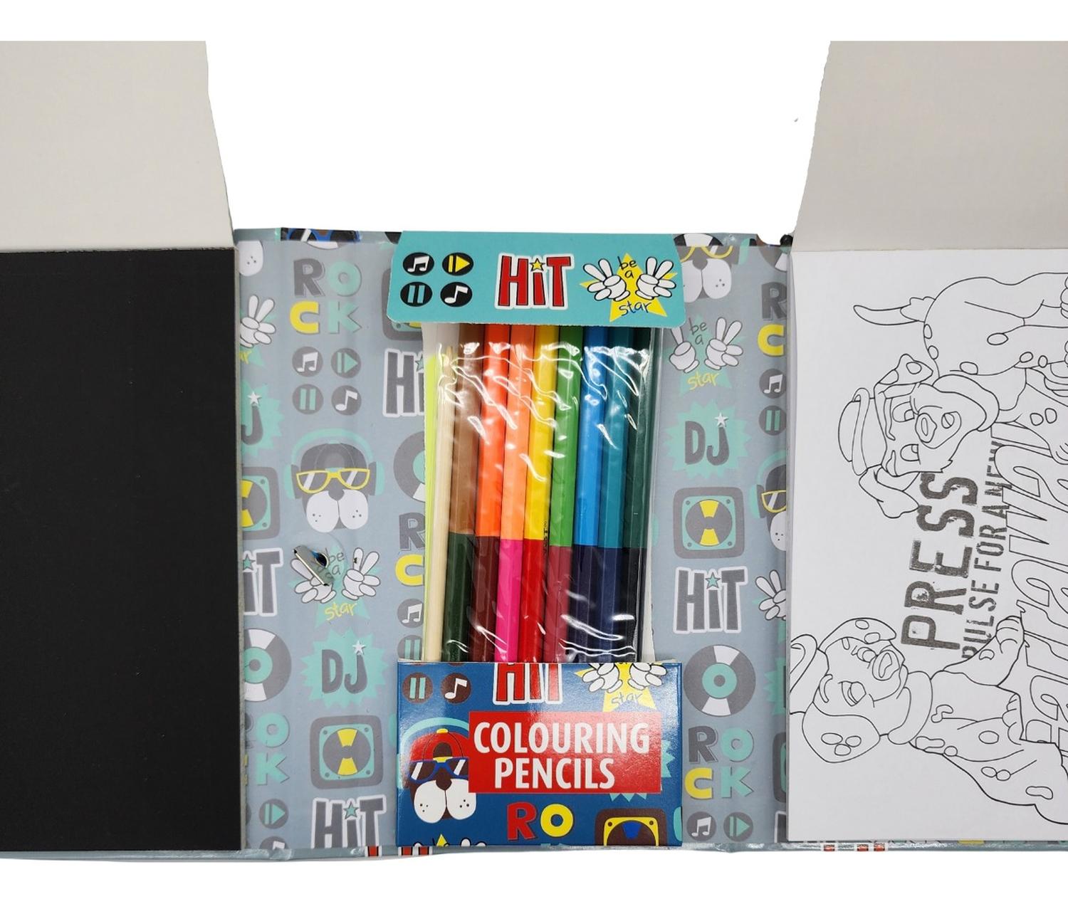 SET DE ARTE FLIP PARA NIÑOS LAPICES DIBUJOS Y PIZARRA COLOREAR PERRITO - 5